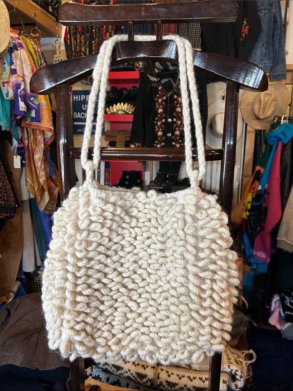 Mango- MNG Cream Chunky Rope Tote Bag